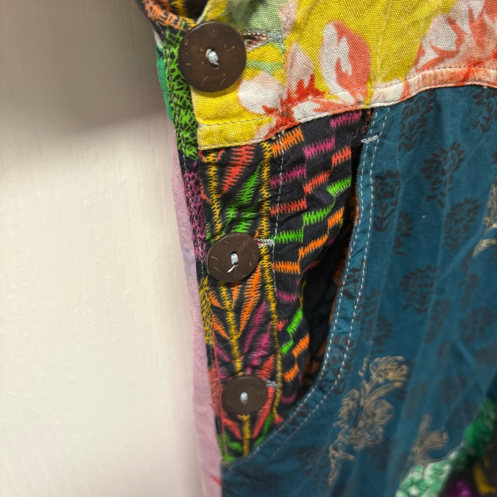 Sacred Threads Patchwork Overalls S/M Women's - image 6